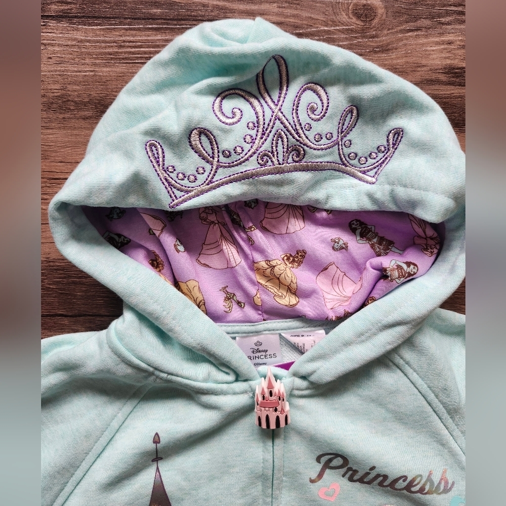NWT Disney Princess French Terry Full Zip Hooded Sweater Jacket - Picture 3 of 5